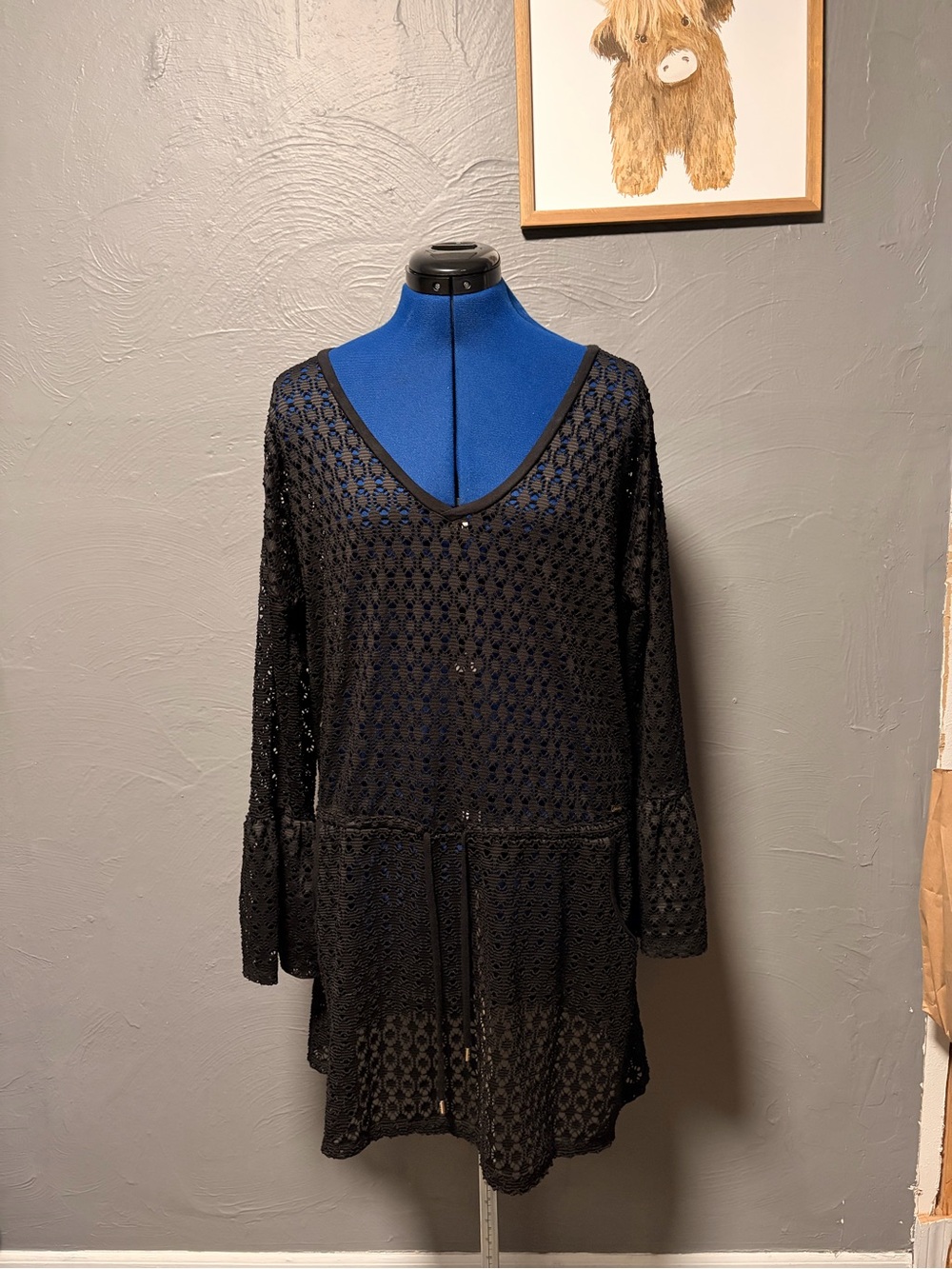 Calvin Klein Black Crochet Lace Shell